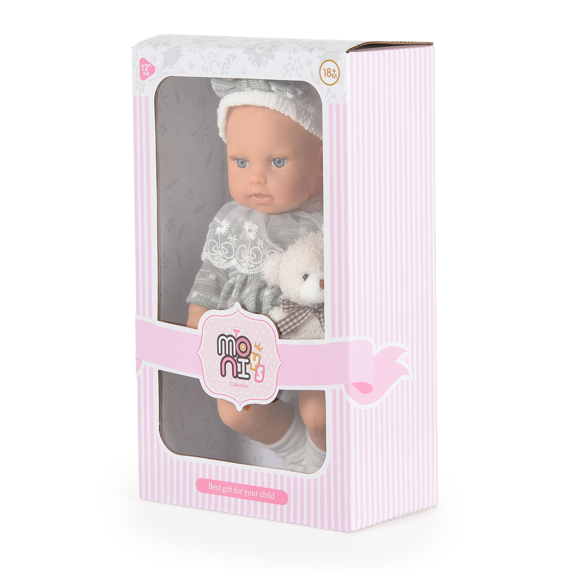 Moni Кукла 30см Bear and Baby Рокля Сива 111794