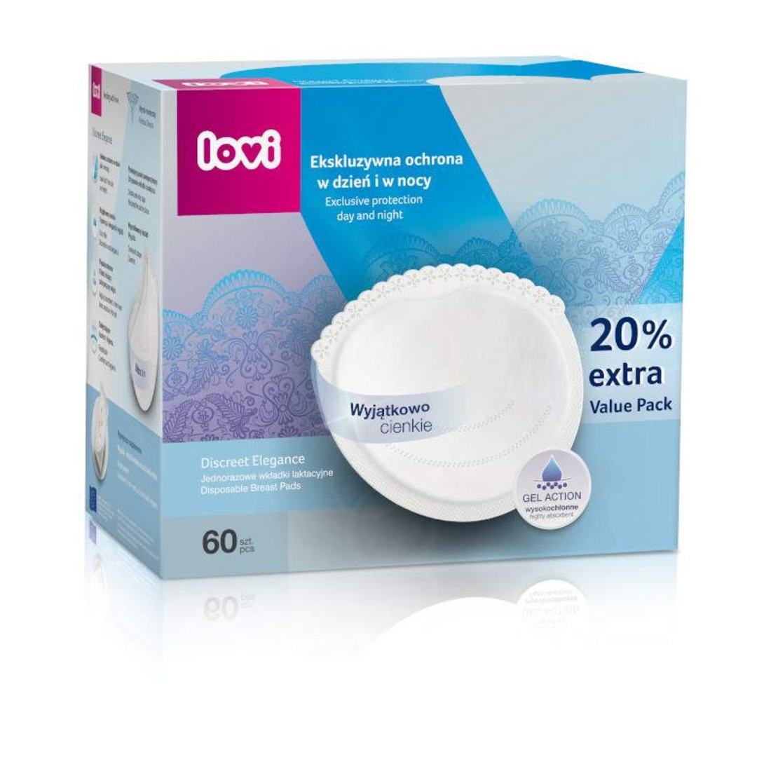 Подплънки за кърма с гел Discreet Elegance бели 60бр