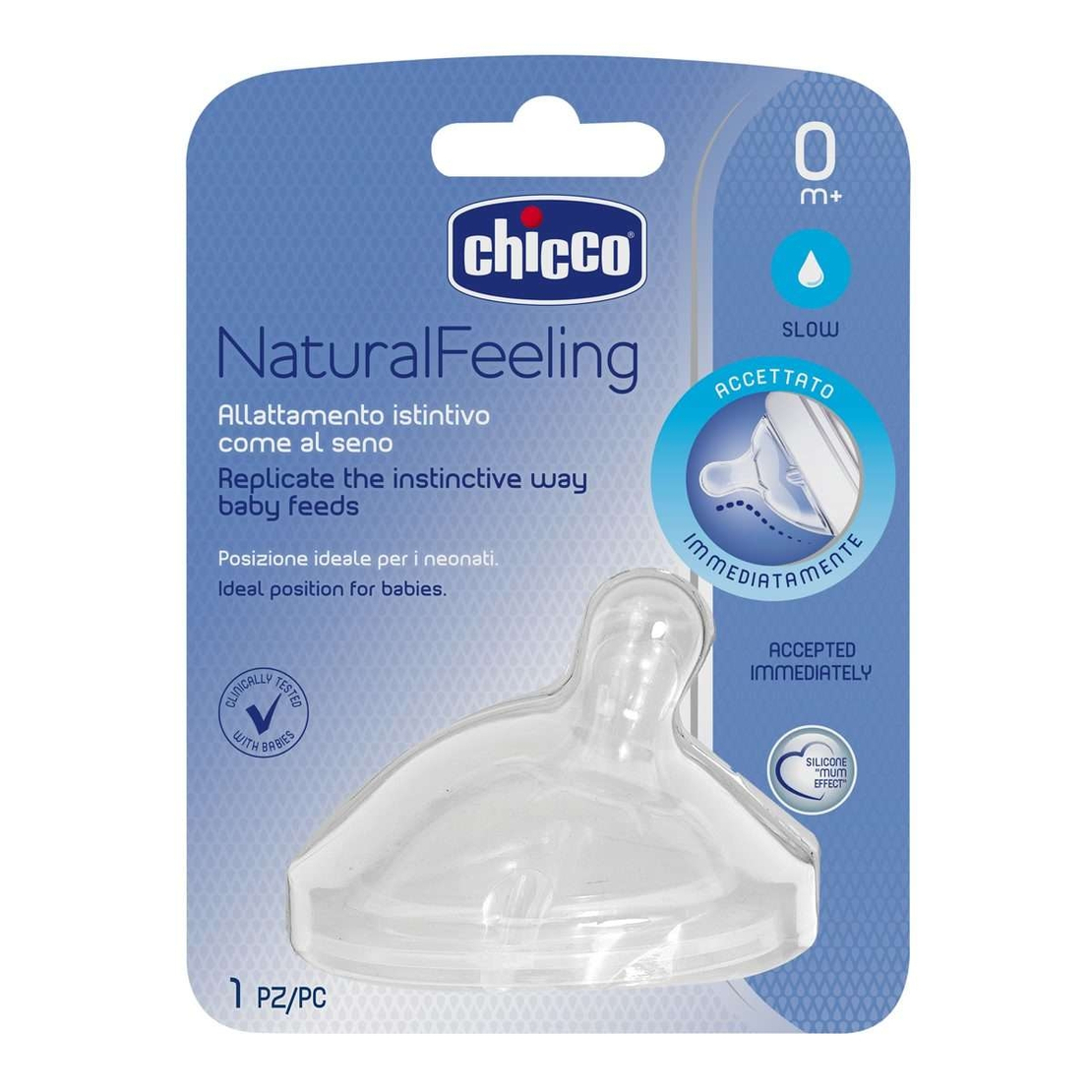 CHICCO Биберон за хранене Natural Feeling  0м+