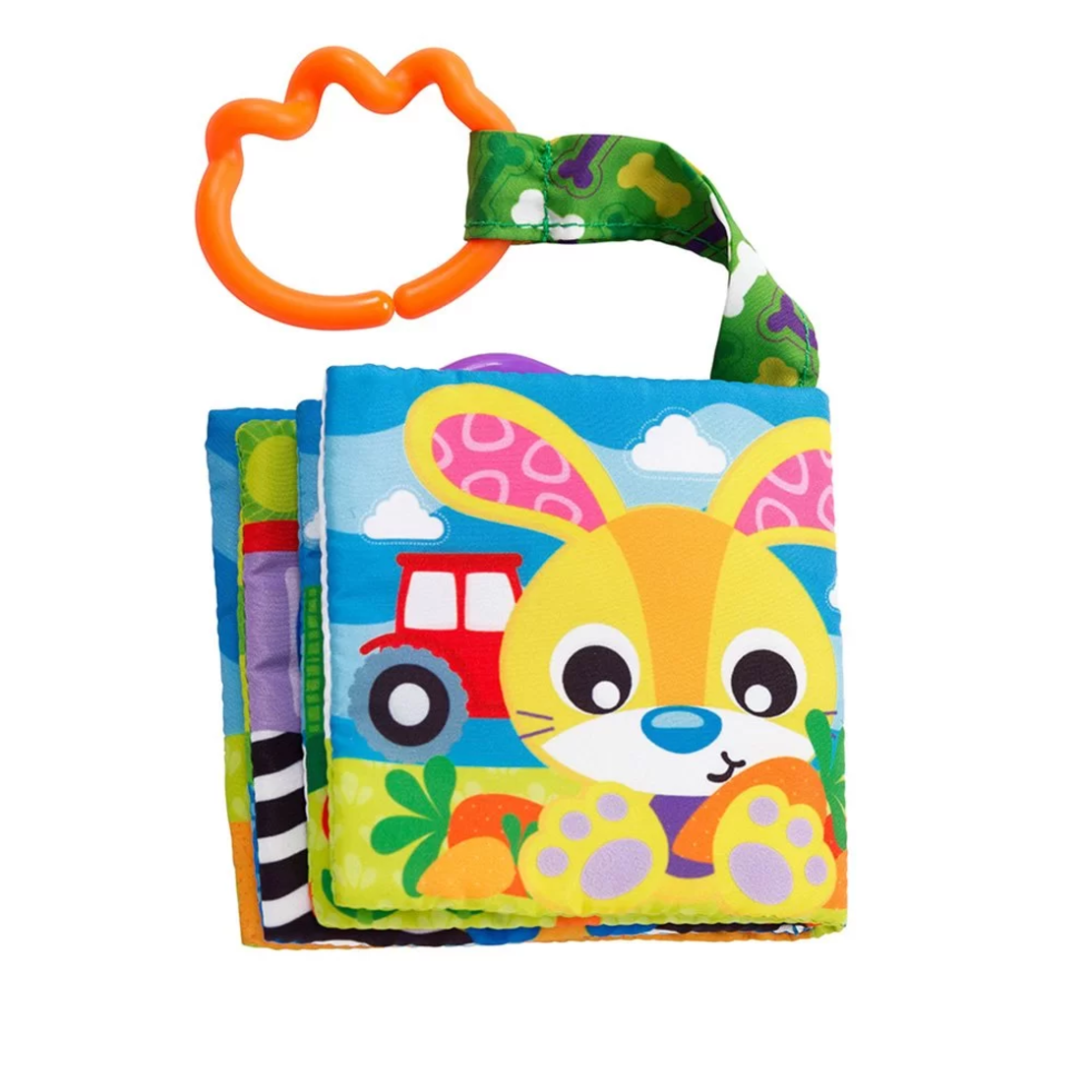 PLAYGRO ТЕКСТИЛНА КНИЖКА-ГРИЗАЛКА ДЕН ВЪВ ФЕРМАТА 3М+