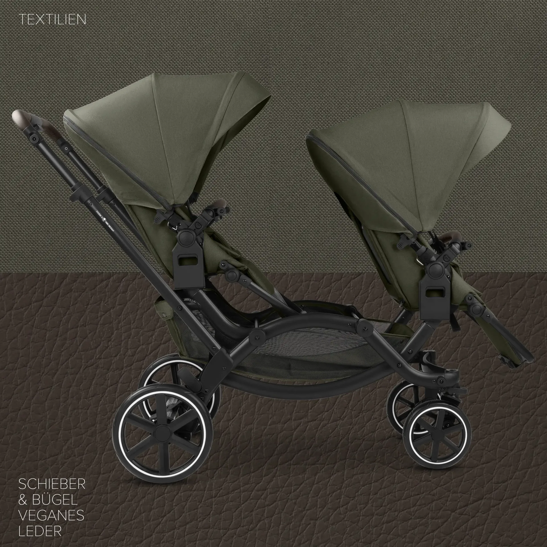 ABC Design Double Stroller Zoom 2 Avocado Комбинирана Детска Количка за Близнаци