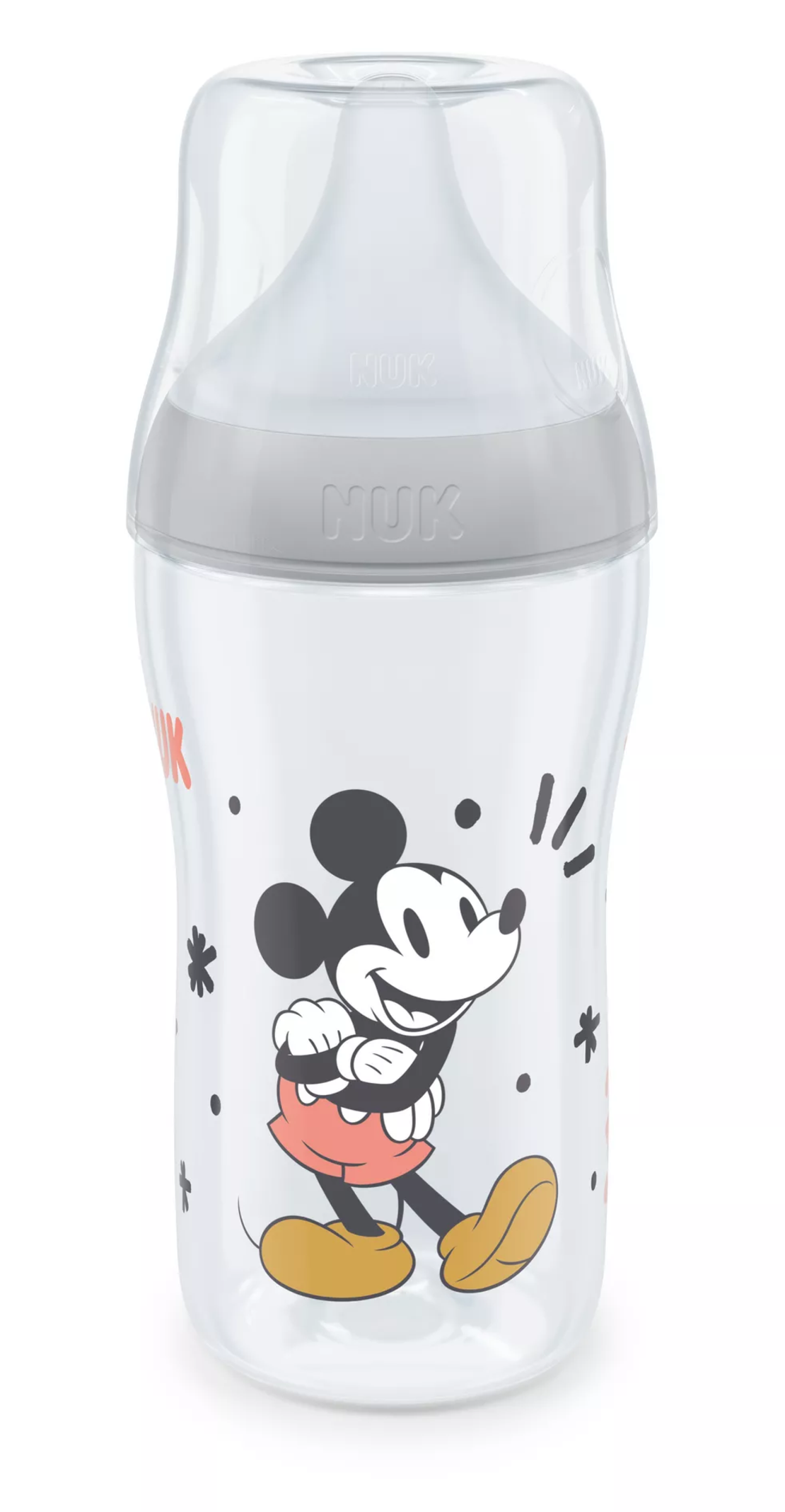 NUK Perfect Match Шише РР 260мл със Силиконов Биберон за Хранене M 3+ месеца Mickey Сиво