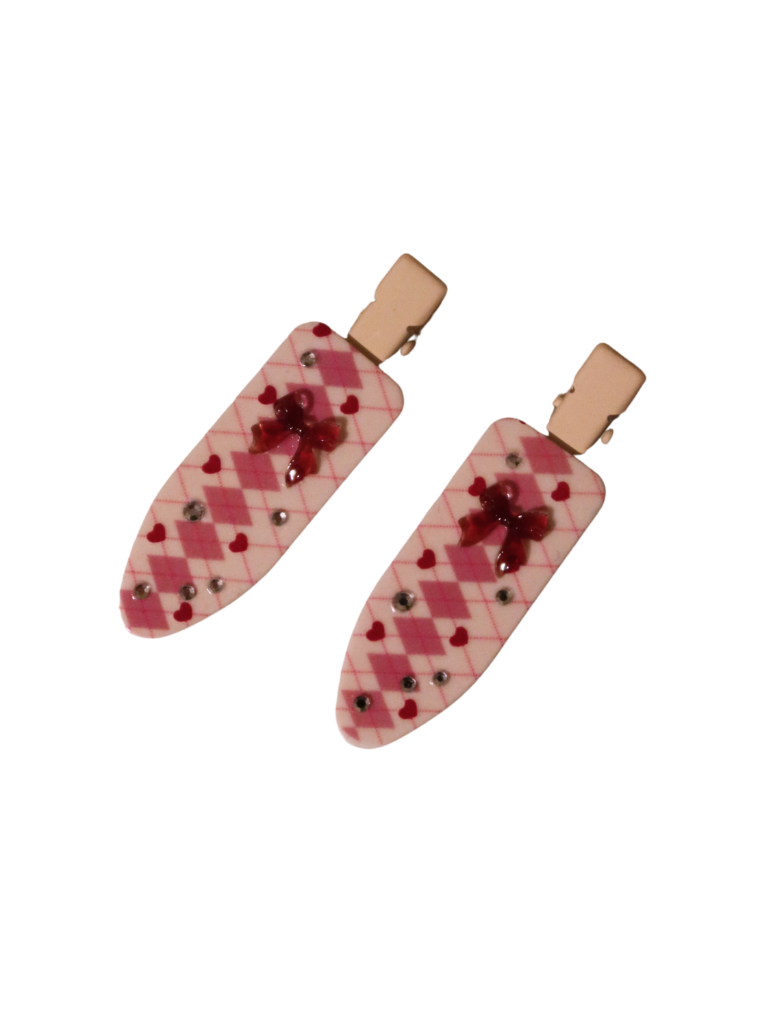 CUSTOM WINTERBERRY CHECK HAIR PINS