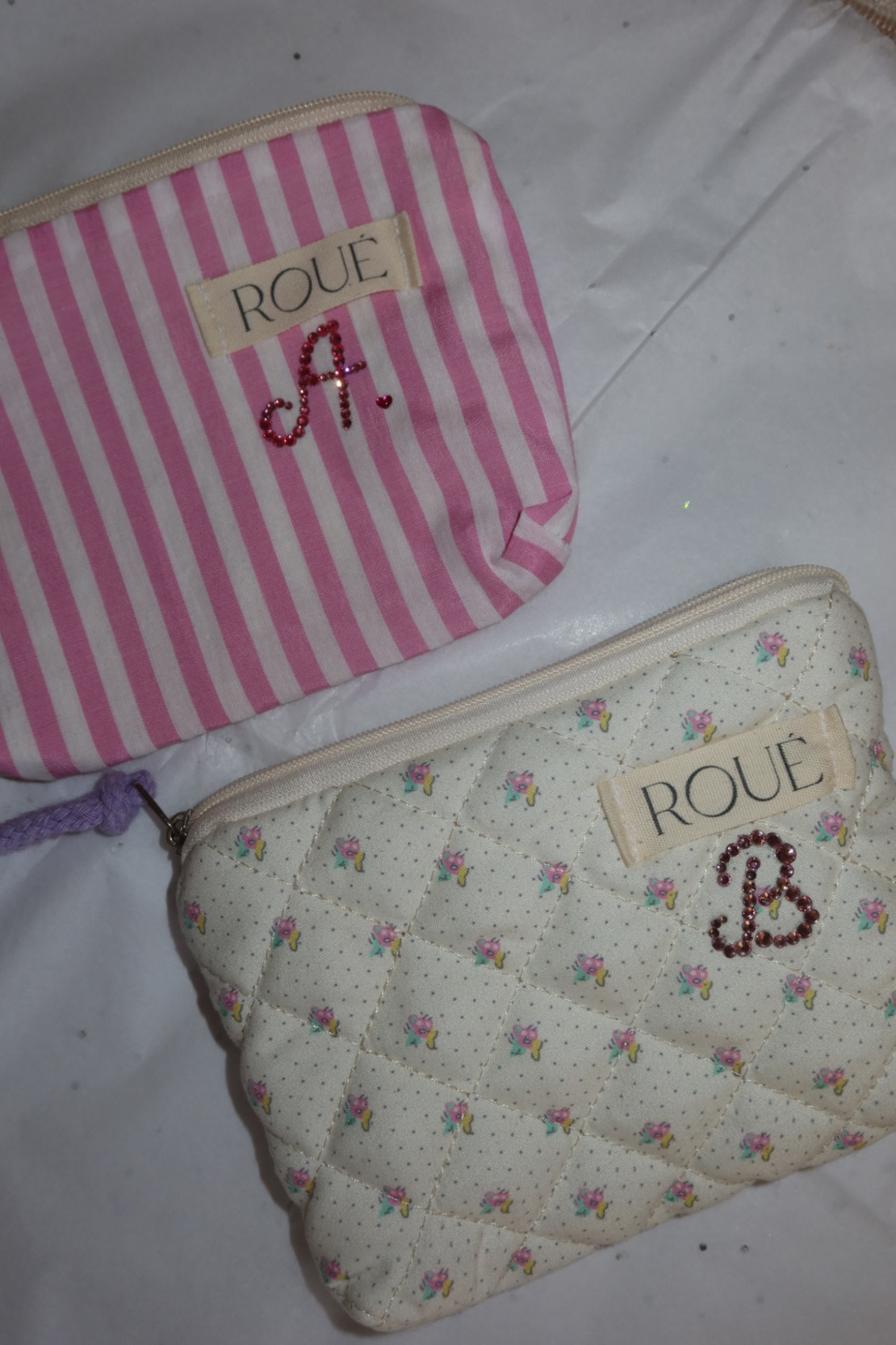 CUSTOM POCKET POUCH IN STRAWBERRY PINSTRIPE