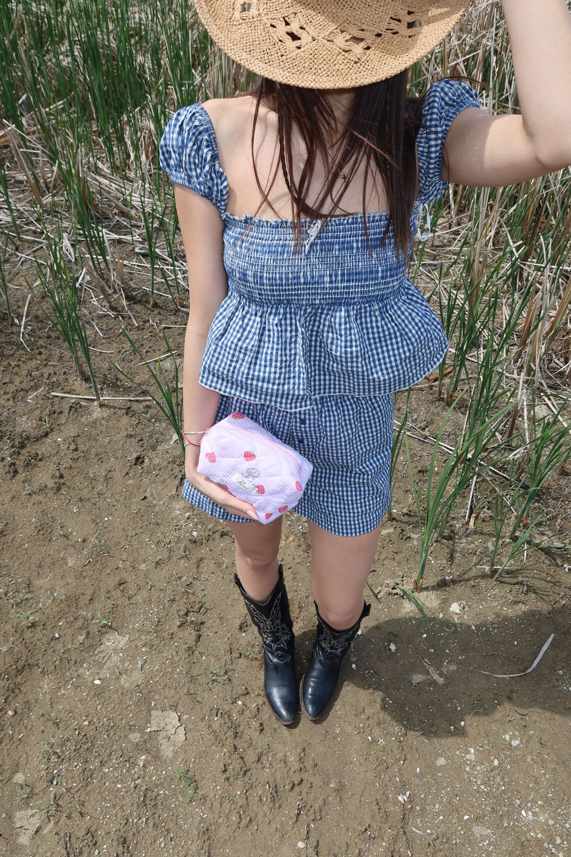 CUSTOM SMALL STRAWBERRY SADDLEBAG TOILETRY BAG
