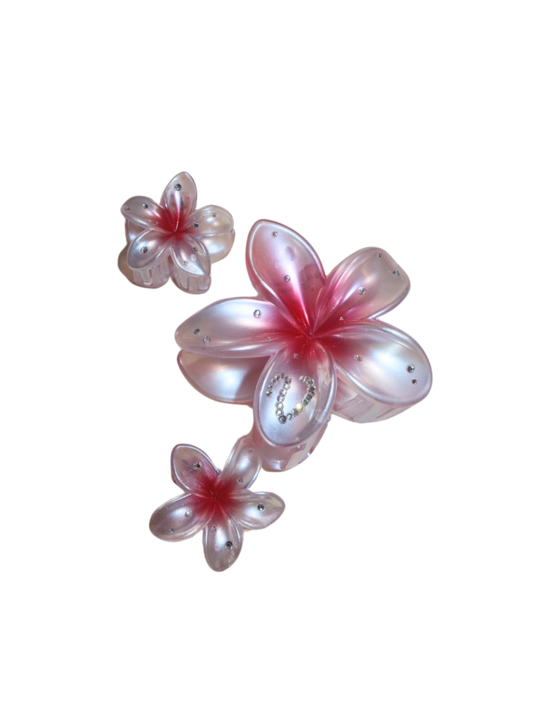 CUSTOM PLUMERIA CLIP set in ROSÉ PERLE