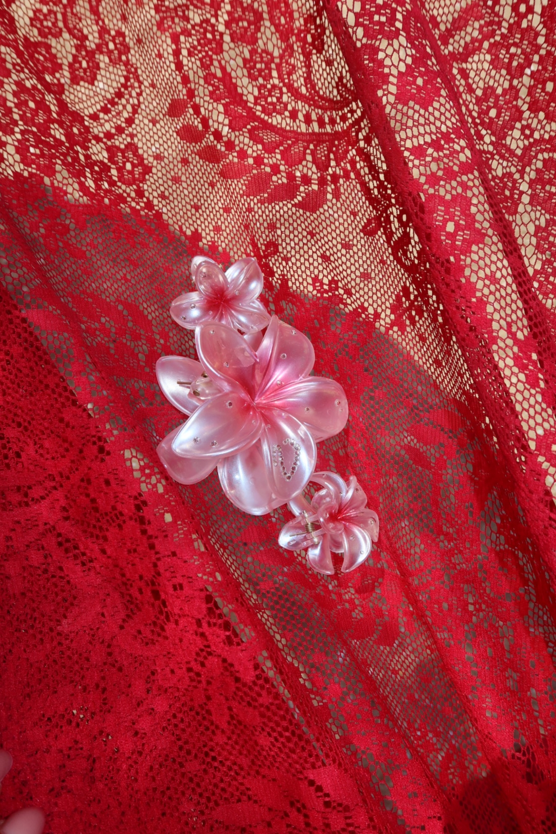 CUSTOM PLUMERIA CLIP set in ROSÉ PERLE