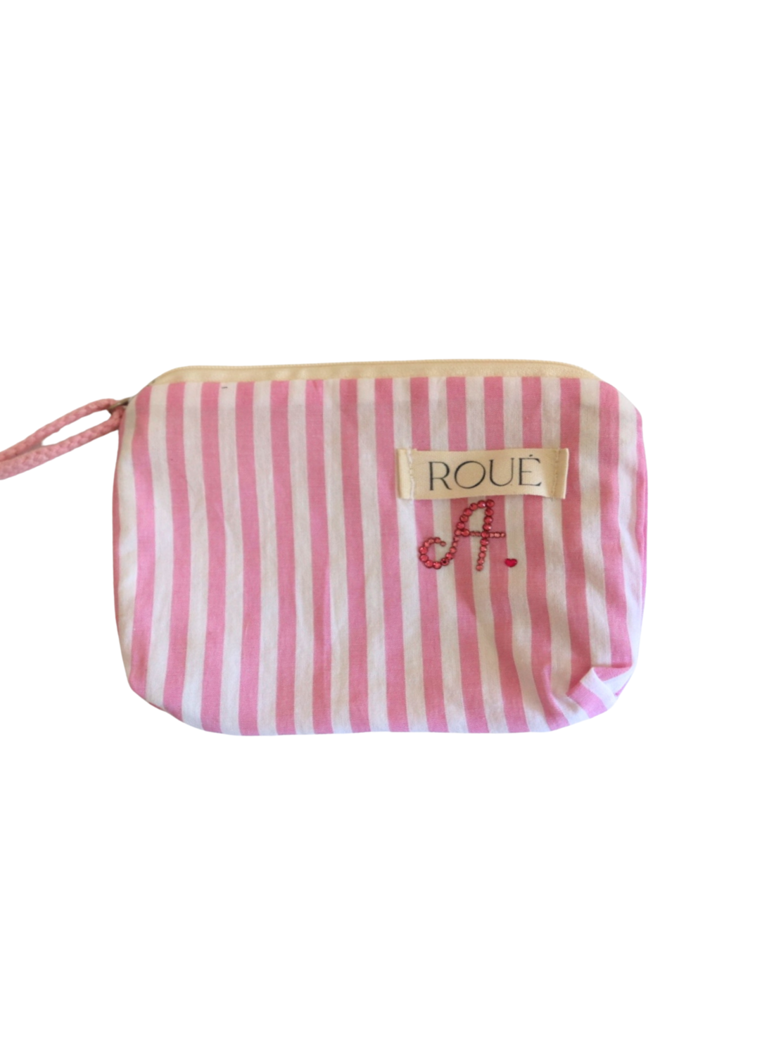 CUSTOM POCKET POUCH IN STRAWBERRY PINSTRIPE