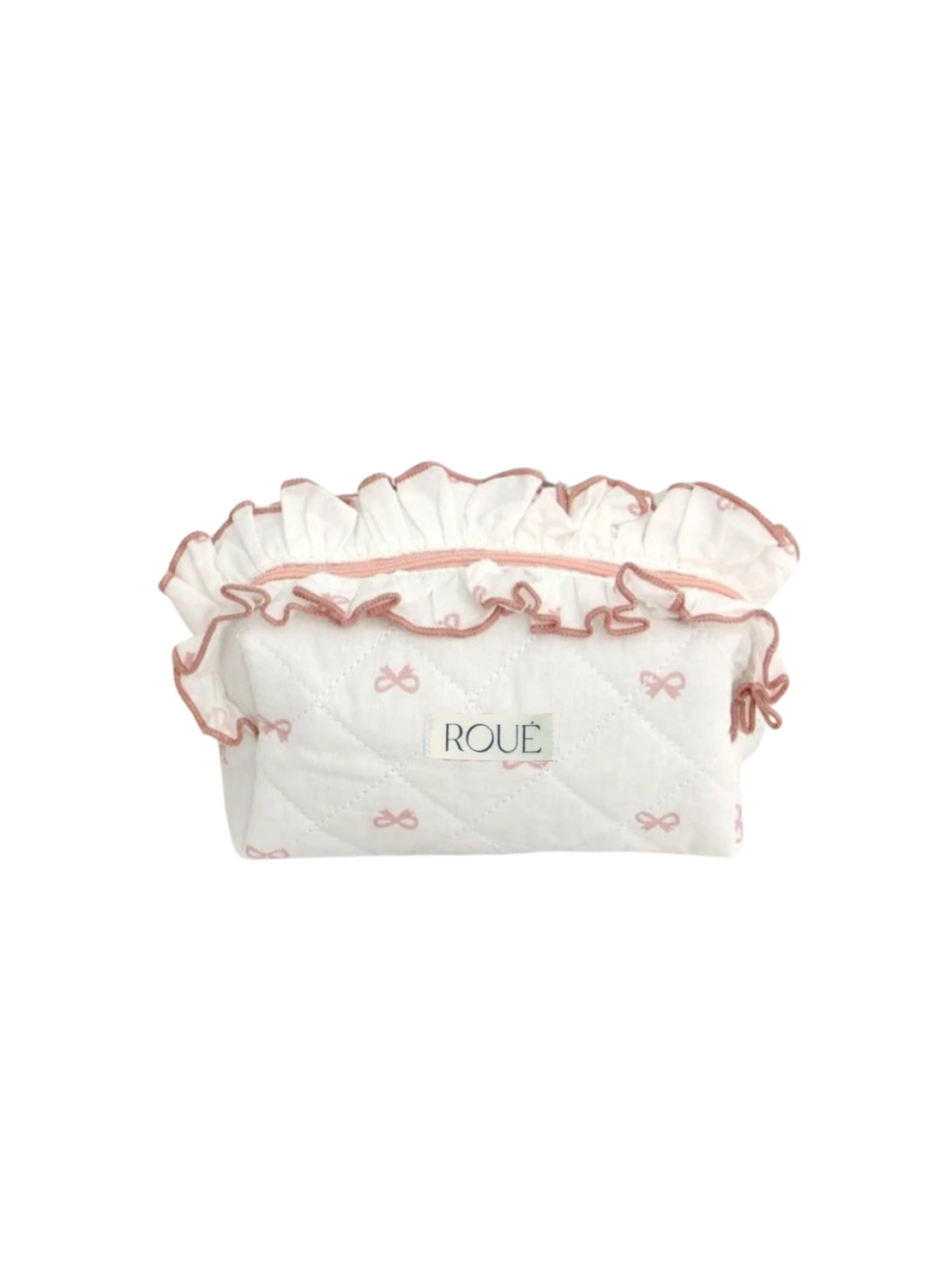 CUSTOM SMALL RUFFLES RUBAN PÊCHE TOILETRY BAG