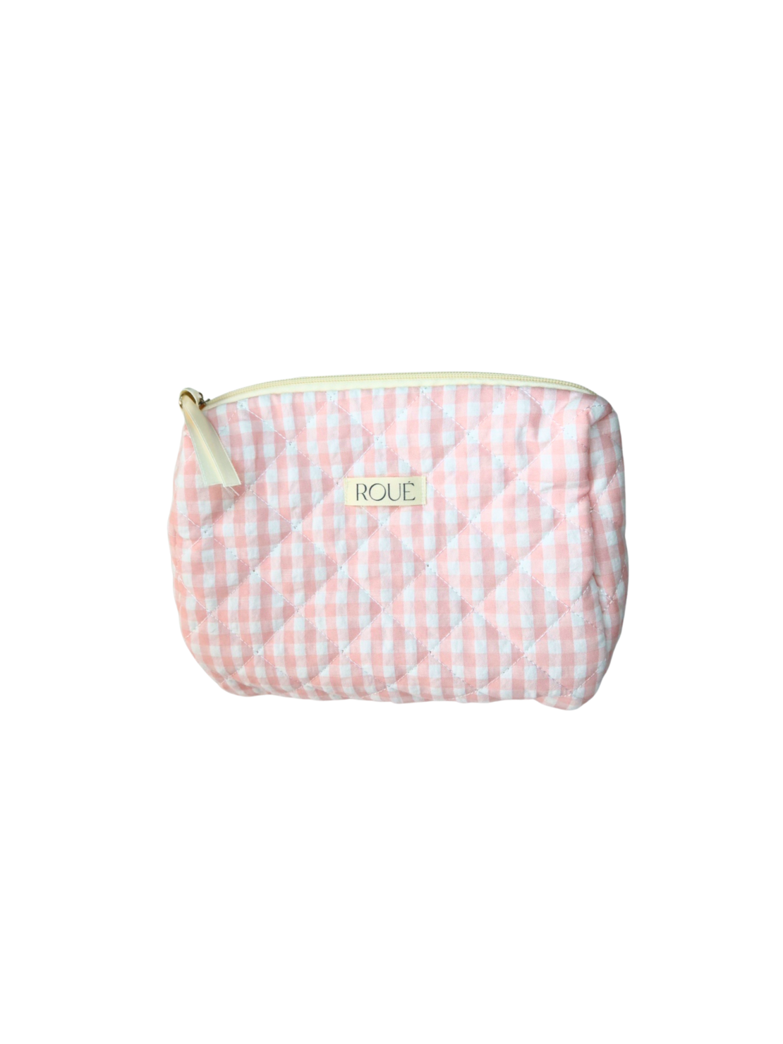 CUSTOM LARGE ROSÉ GINGHAM TOILETRY BAG