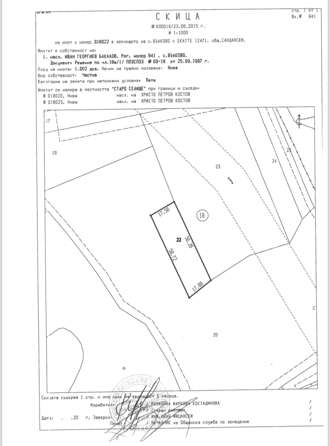 7000лв 1дк Парцел в село Вълково