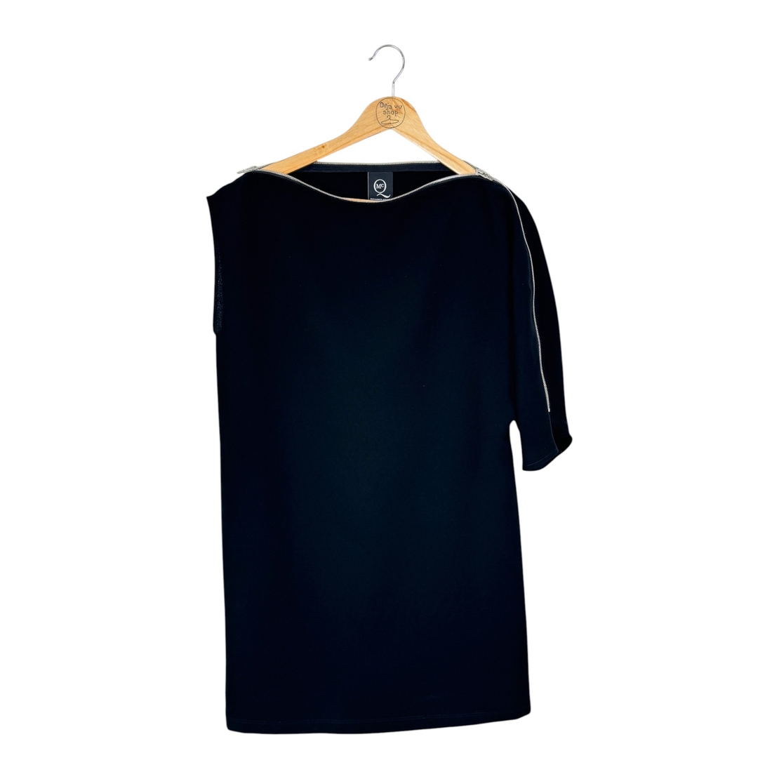 Alexander McQueen Black Zip Boat Neck Midi Dress (IT40/M)