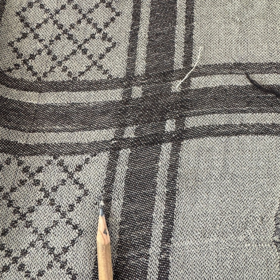 Gucci Fox Fur Wool Silk Scarf stole poncho GG monogram 124x130