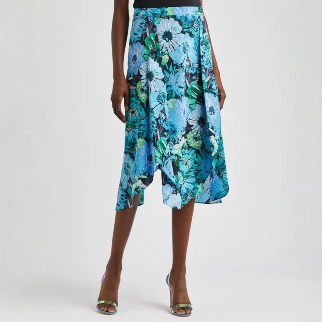 STELLA MCCARTNEY Floral-Print Silk Midi Skirt (IT40)