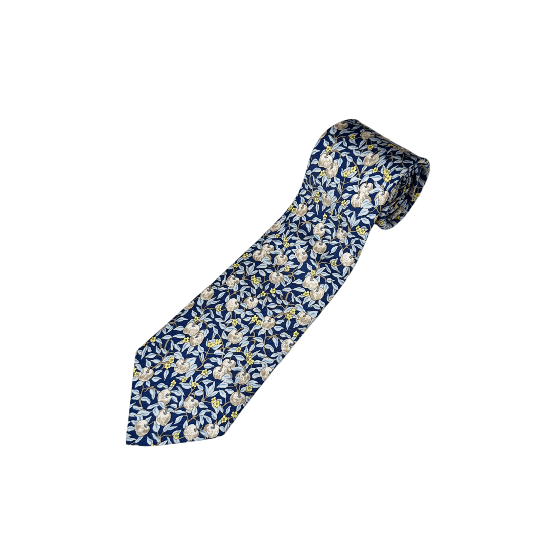 Vintage HERMÈS Apple & Blossom tie fruit flower print silk Tie 59''
