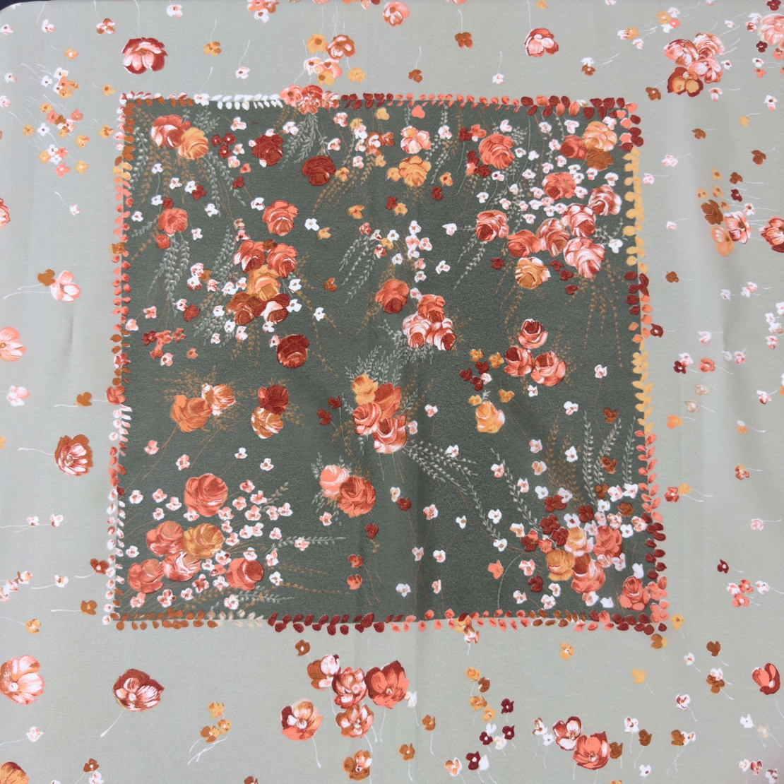 Jim Renoir Floral копринен шал 86x86