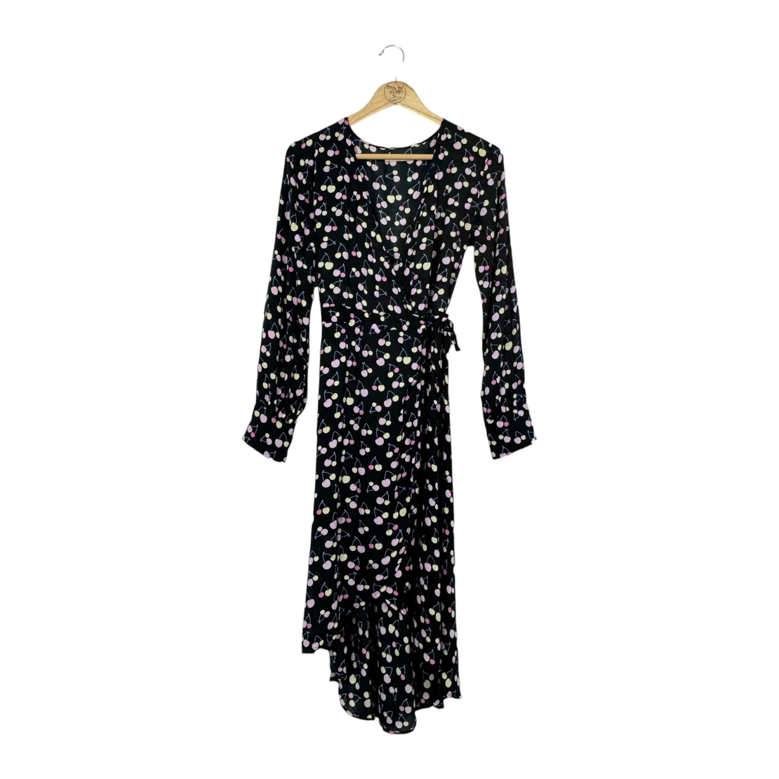 Levete Room Cherry Print Midi Wrap Dress (S)