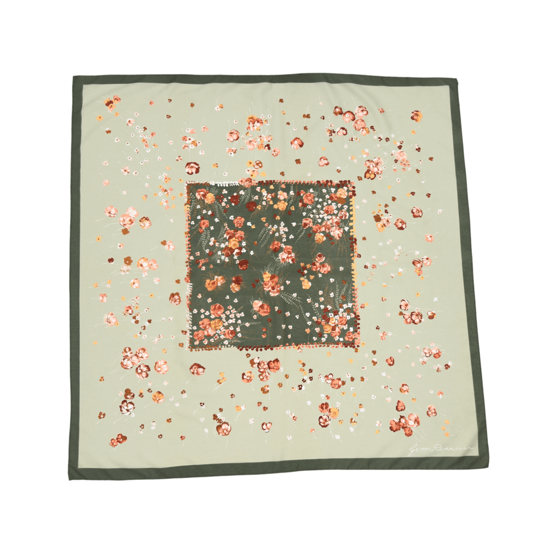 Jim Renoir Floral копринен шал 86x86