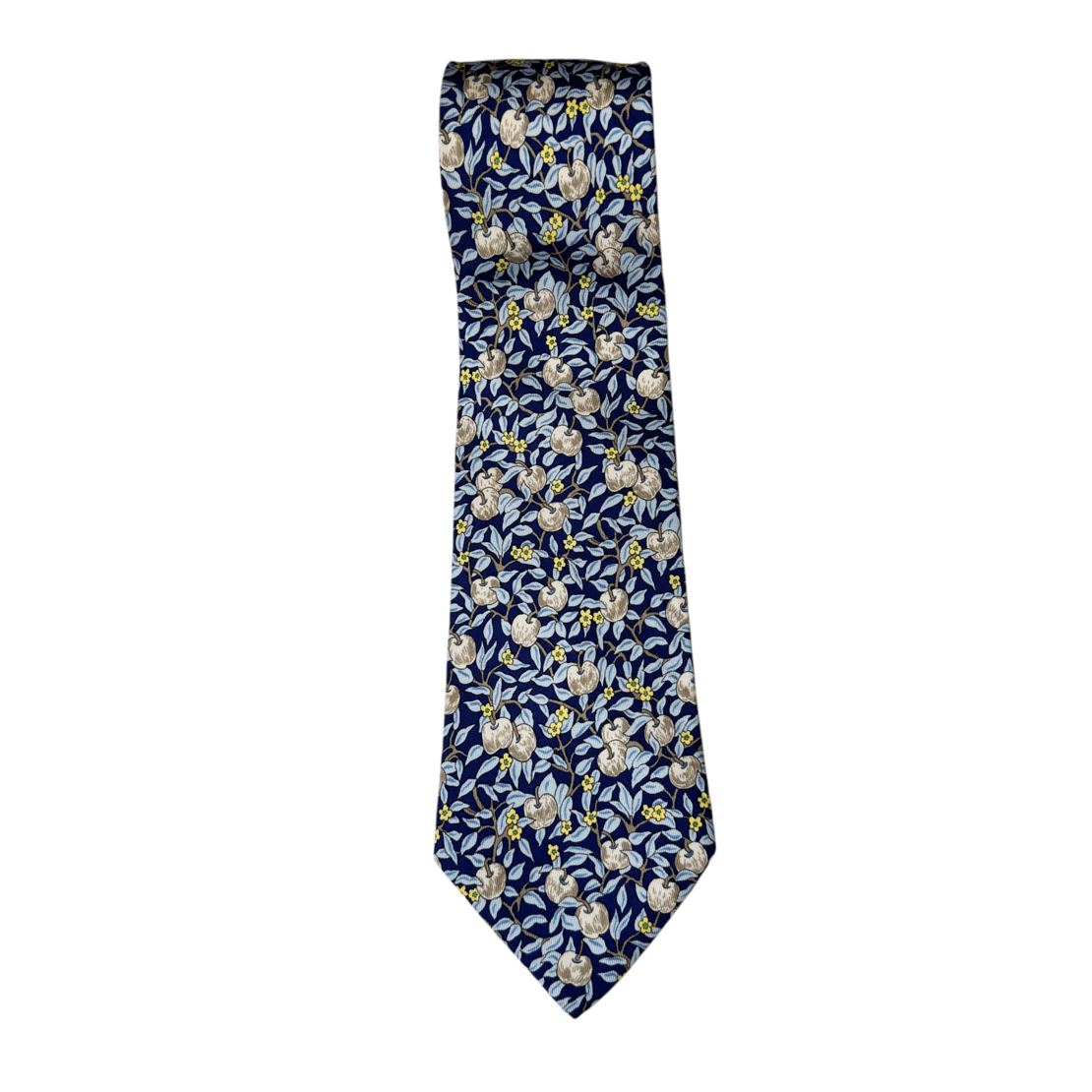 Vintage HERMÈS Apple & Blossom tie fruit flower print silk Tie 59''