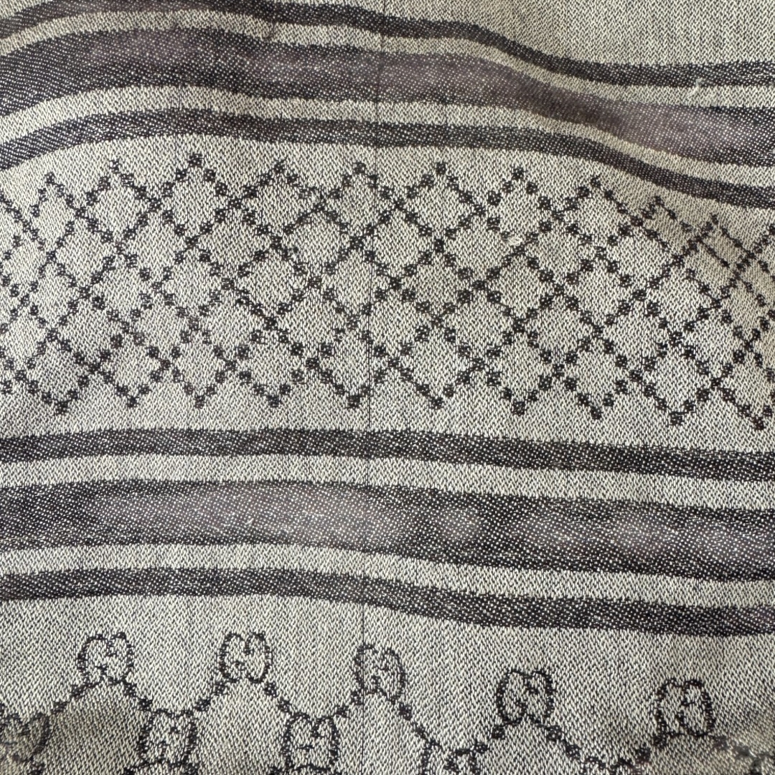 Gucci Fox Fur Wool Silk Scarf stole poncho GG monogram 124x130