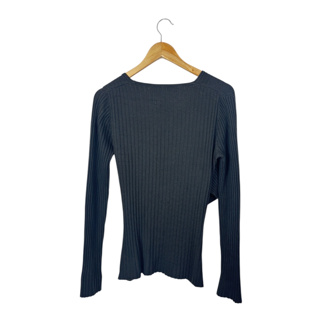 Wolford Front Wrap Style Ribbed Merino Wool Pullover (M)