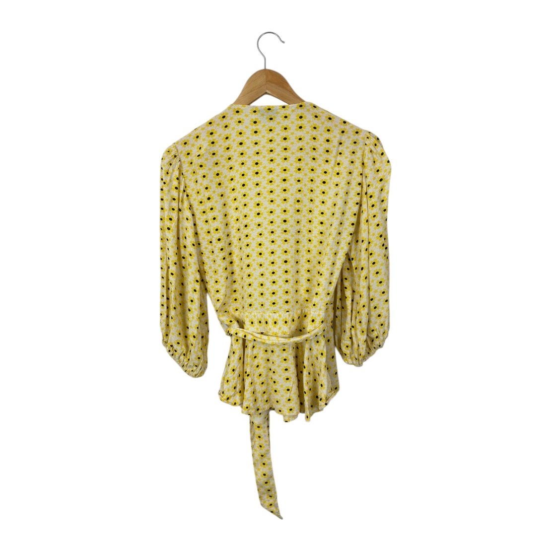 Ganni Printed Crepe Wrap Blouse (38)