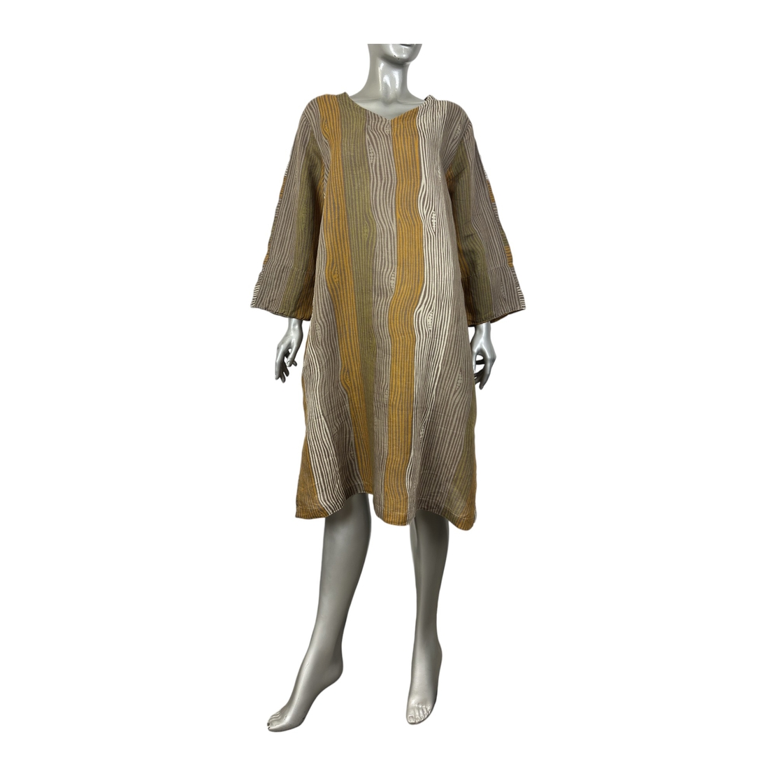 Gudrun Sjöden Рокля от лен и памук на райета (L)