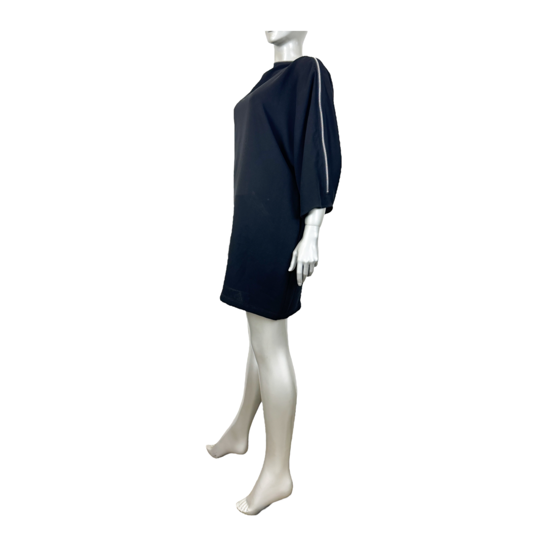Alexander McQueen Black Zip Boat Neck Midi Dress (IT40/M)