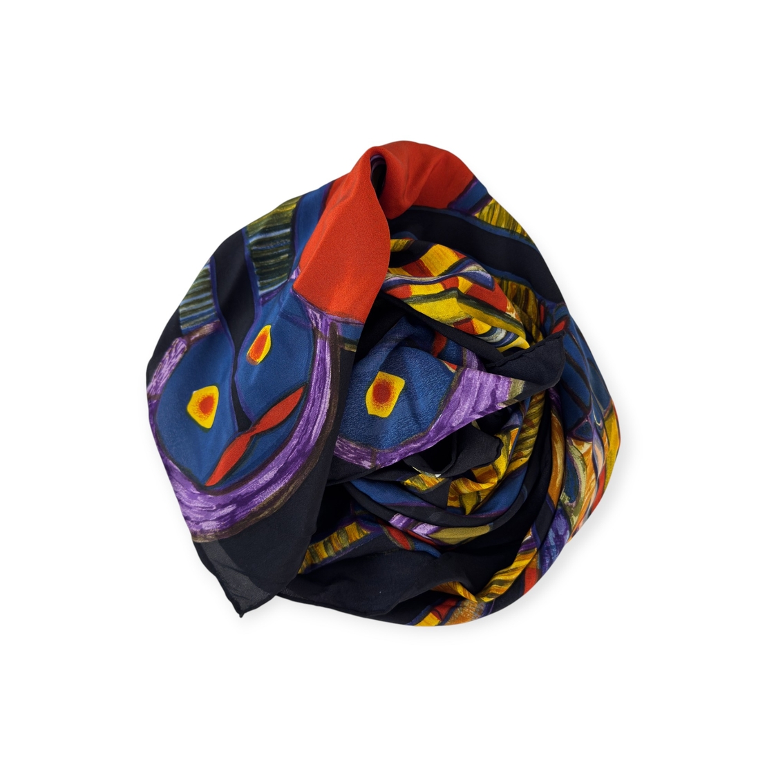 Vintage Hundertwasser Attention Grass Art копринен шал 110x116