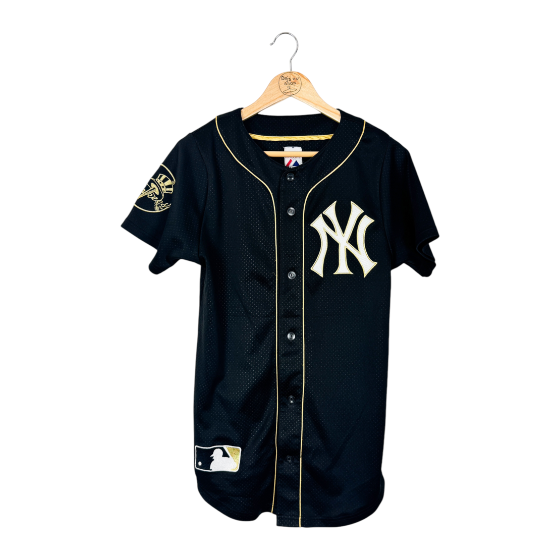 Majestic MLB New York Yankees Black Baseball Buttons Jersey (S)
