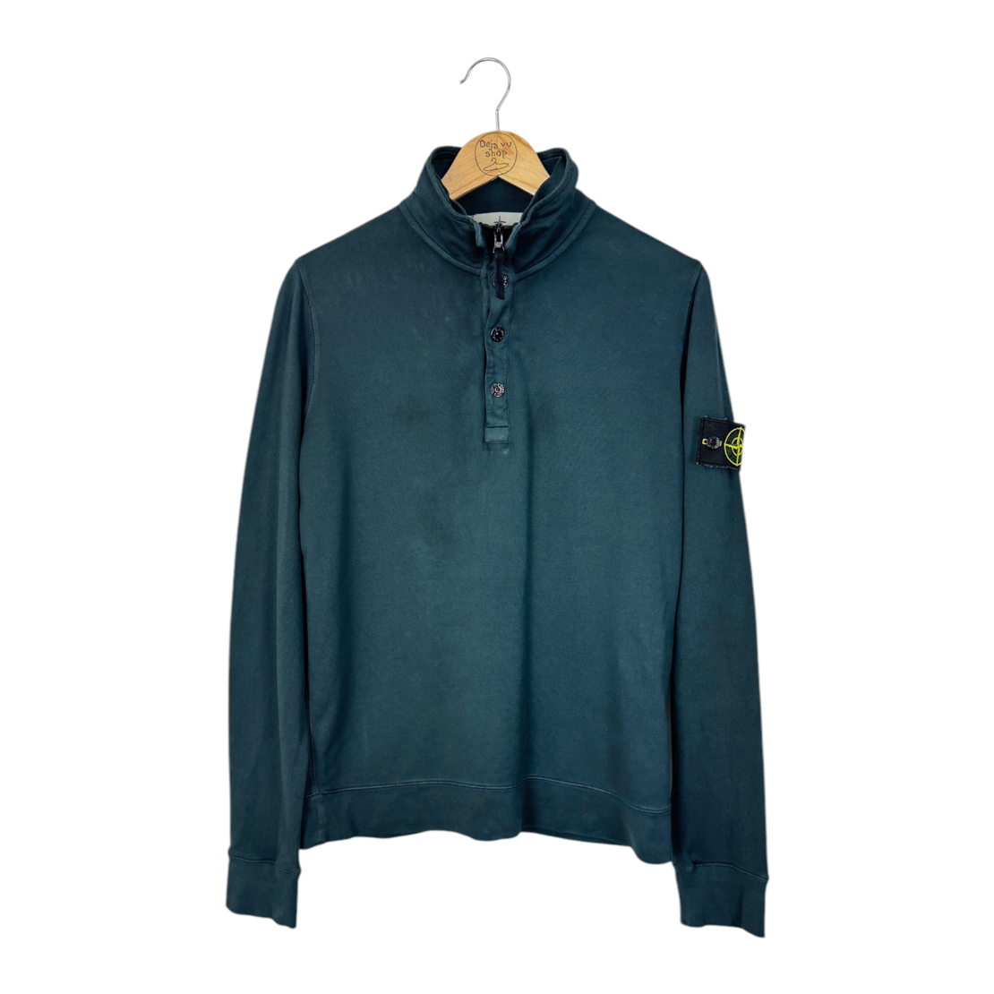 Stone Island 1/4 Zip Button Up Sweatshirt (M)