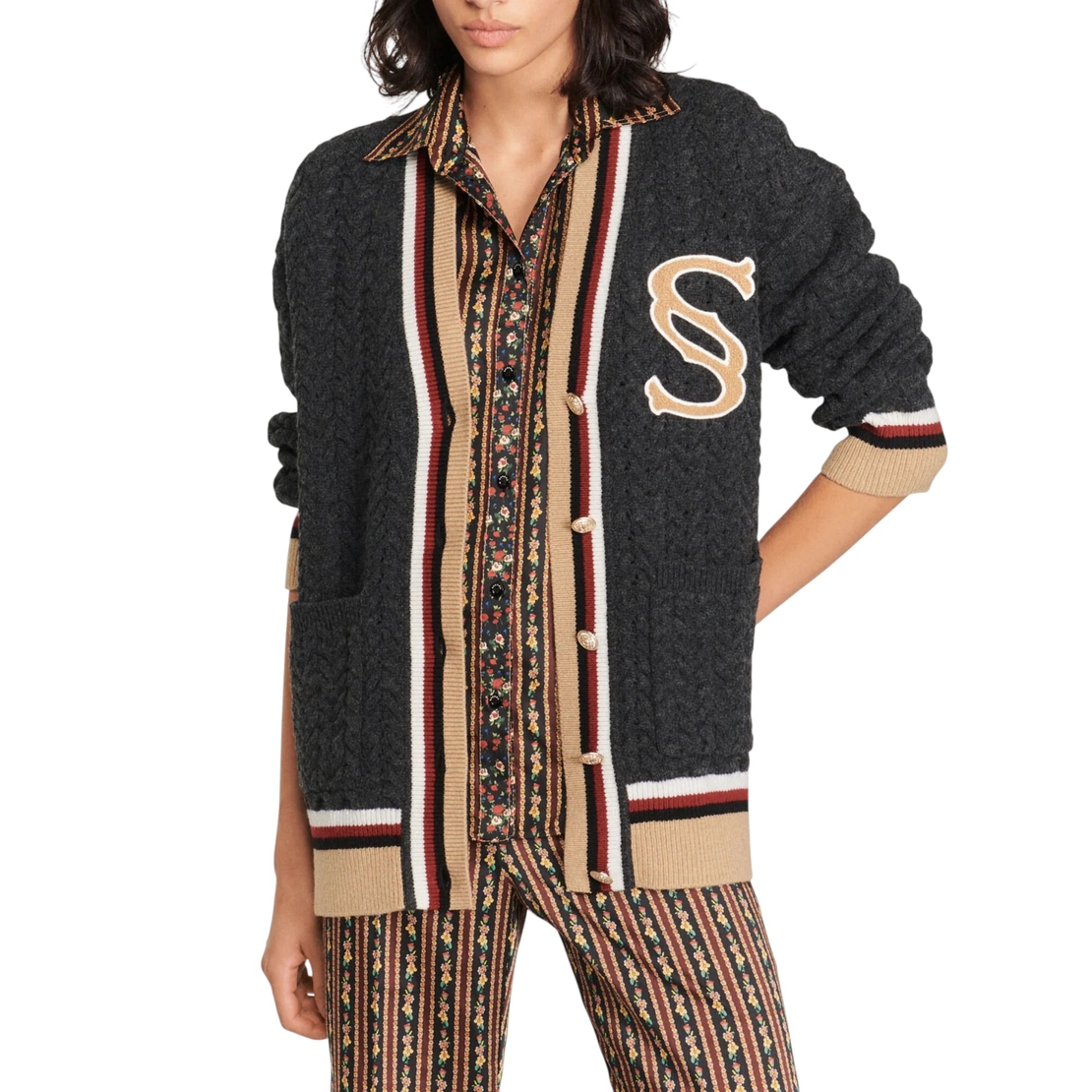 Sandro Tommy Double S Oversized Cardigan (1)