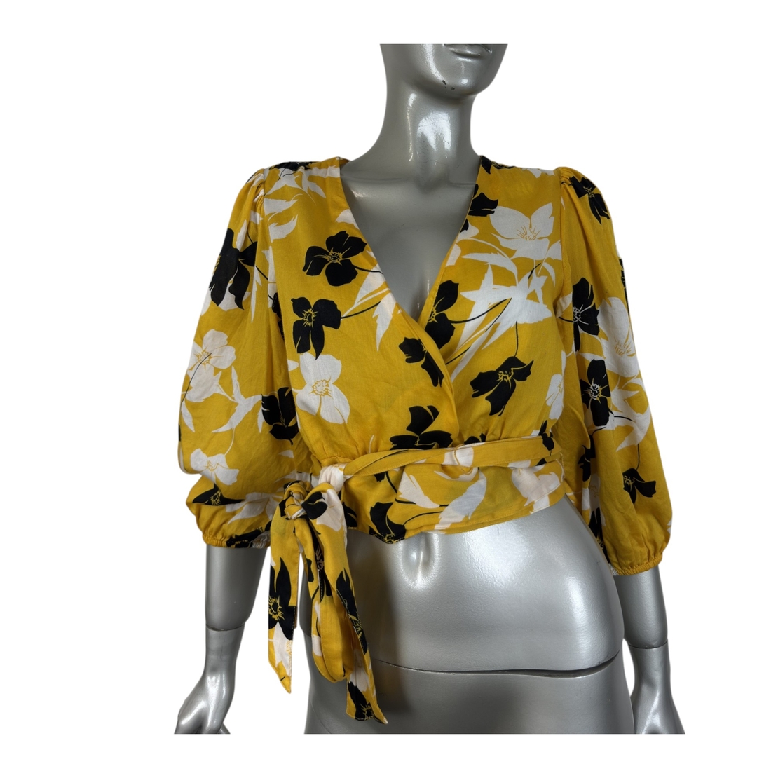 BCBG MAX AZRIA Floral Print Wrap Blouse (S)