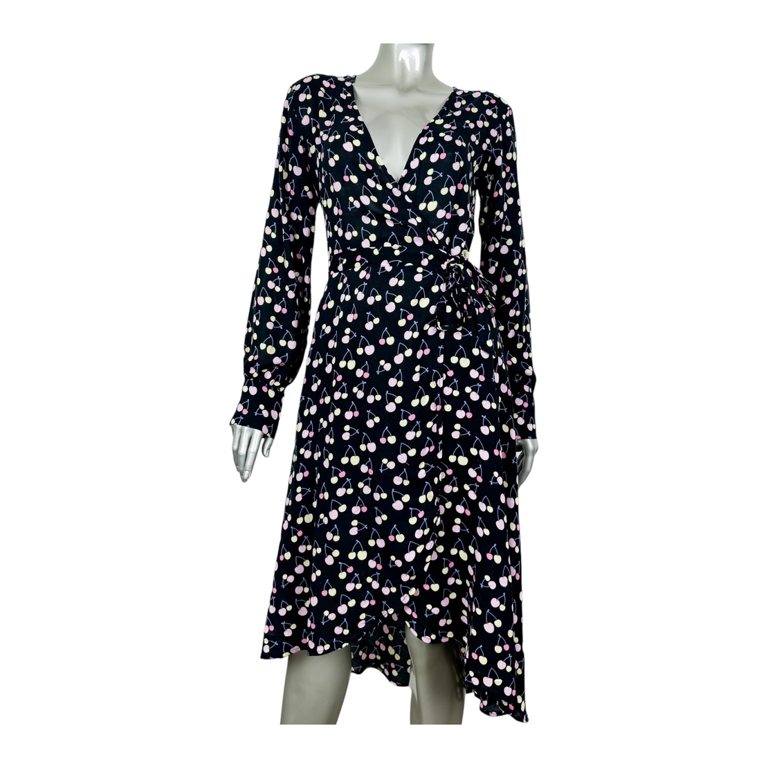 Levete Room Cherry Print Midi Wrap Dress (S)