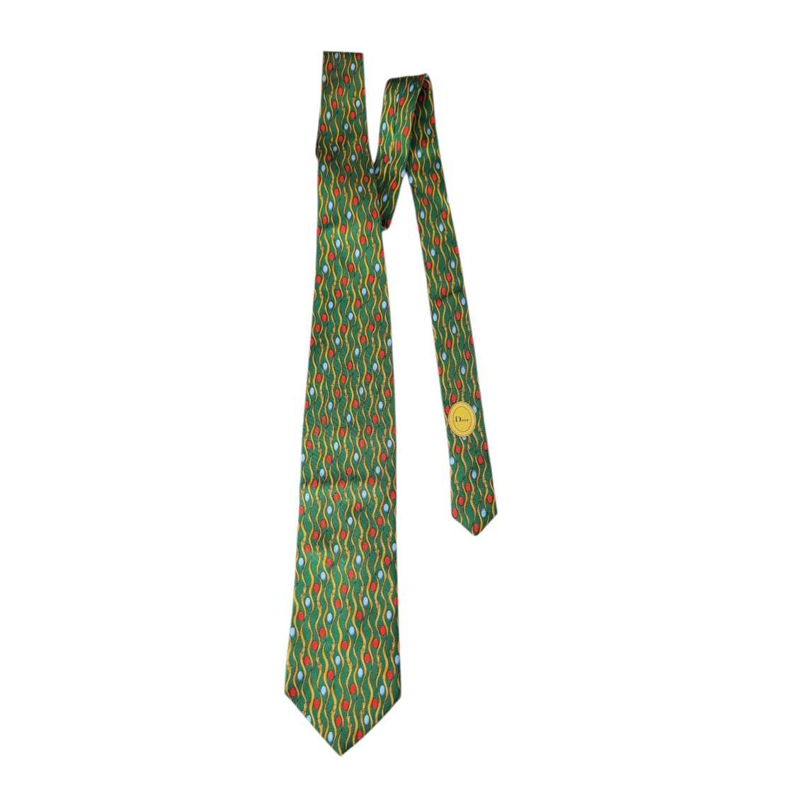 Christian Dior Monsieur Multicolor Print Silk Tie 59''