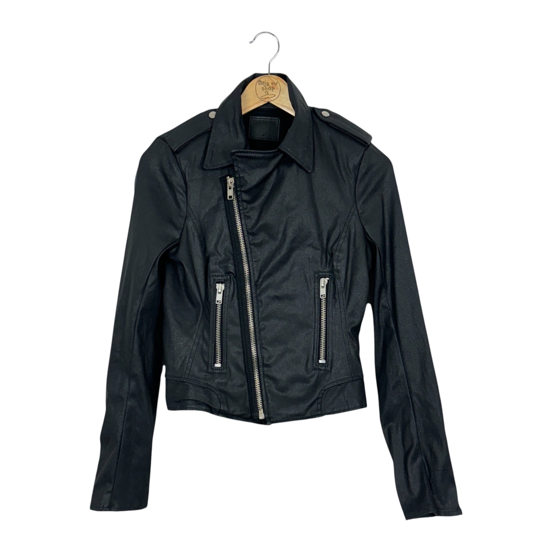 True Religion Moto Coated Faux Leather Jacket (S)
