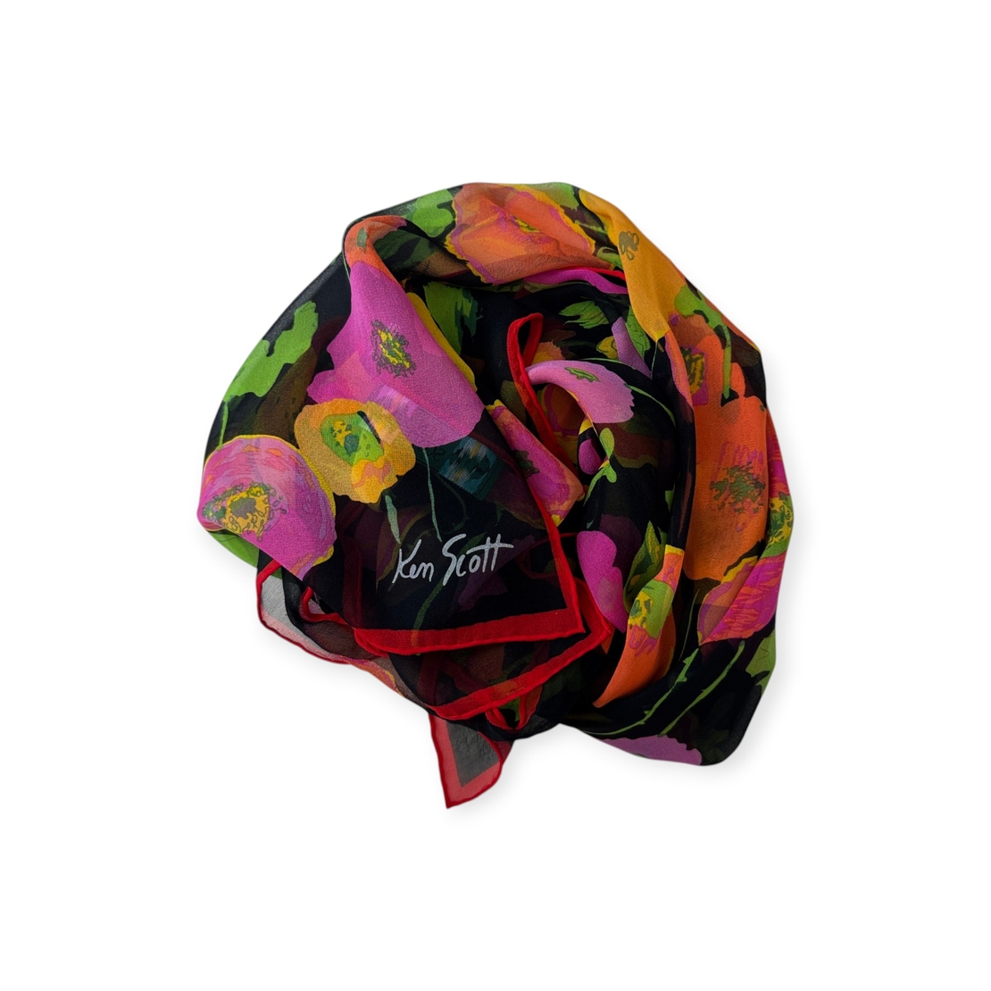 Ken Scott Floral Silk Scarf