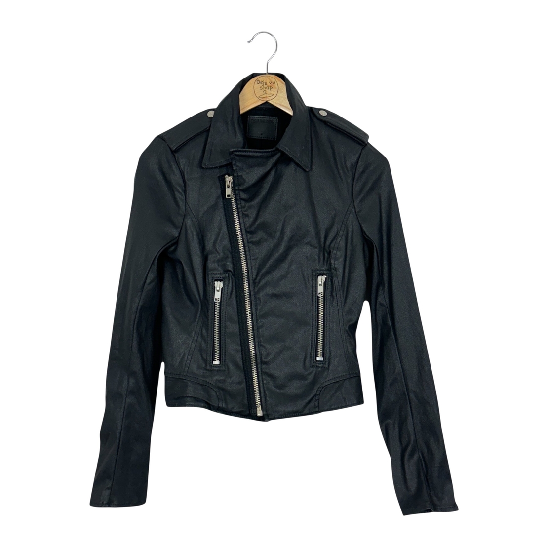 True Religion Moto Coated Faux Leather Jacket (S)