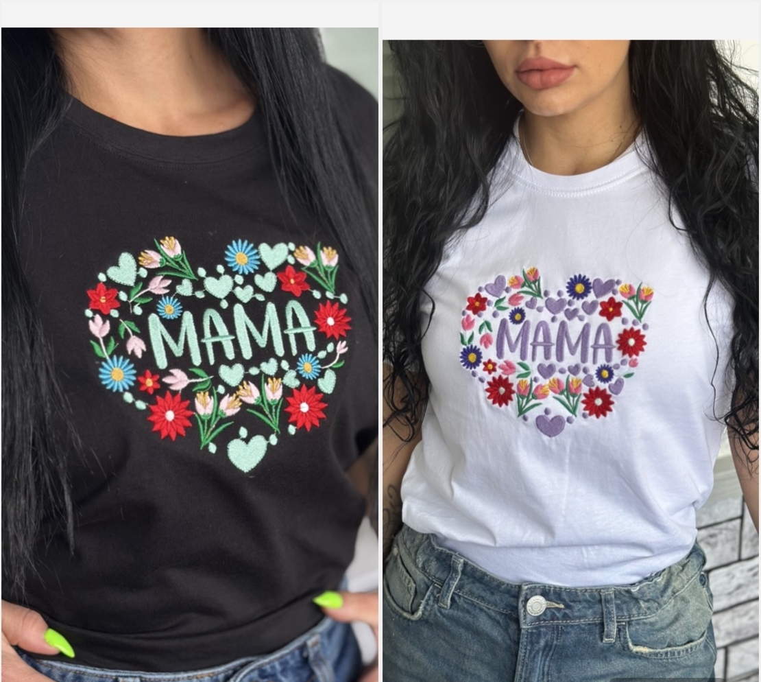Тениска с бродерия „МАМА”
