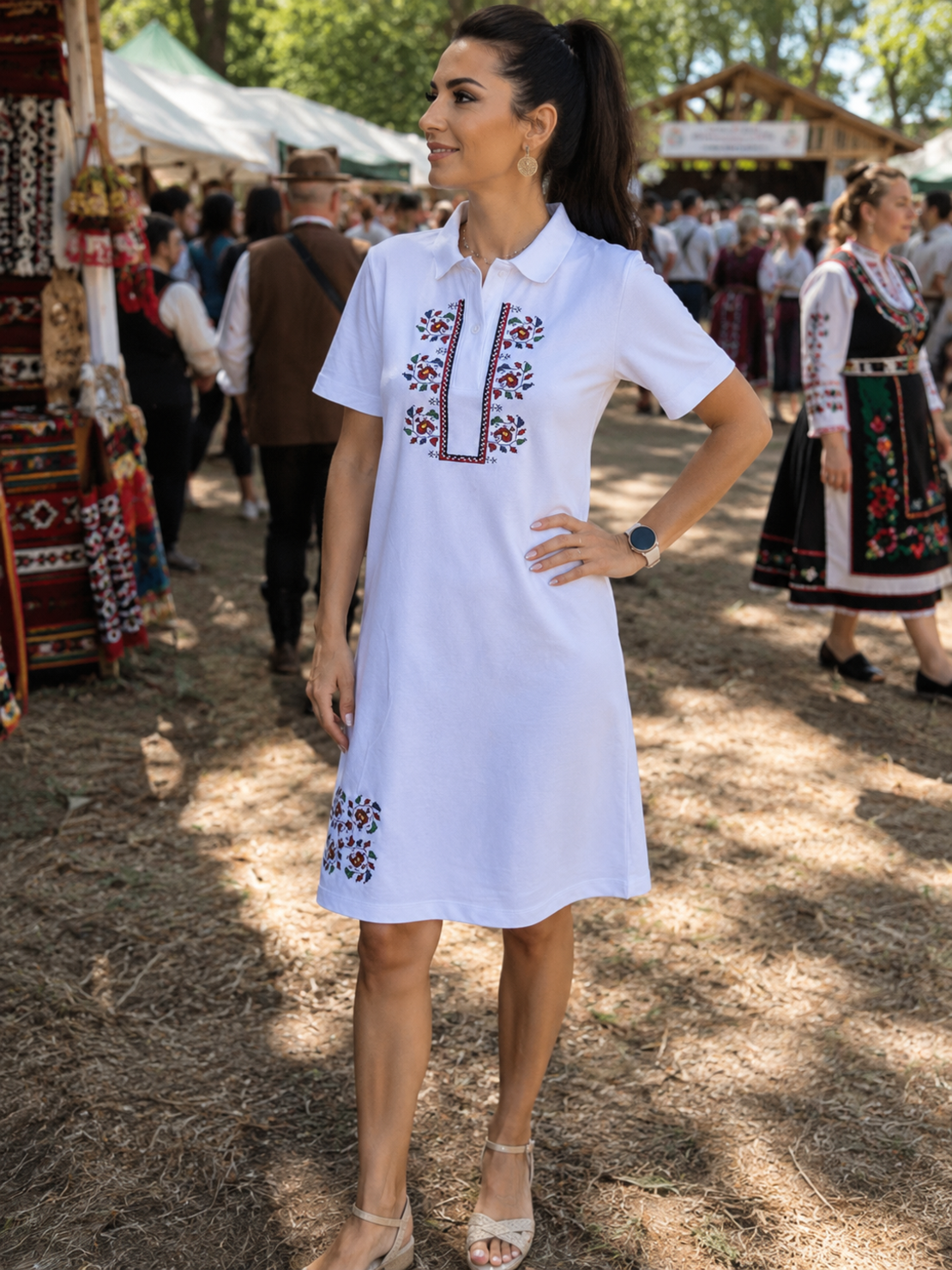 Тениска рокля с бродерия „Орис“