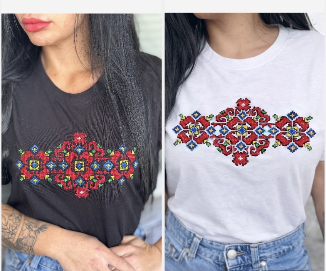 Тениска с българска шевица „Родова розета“