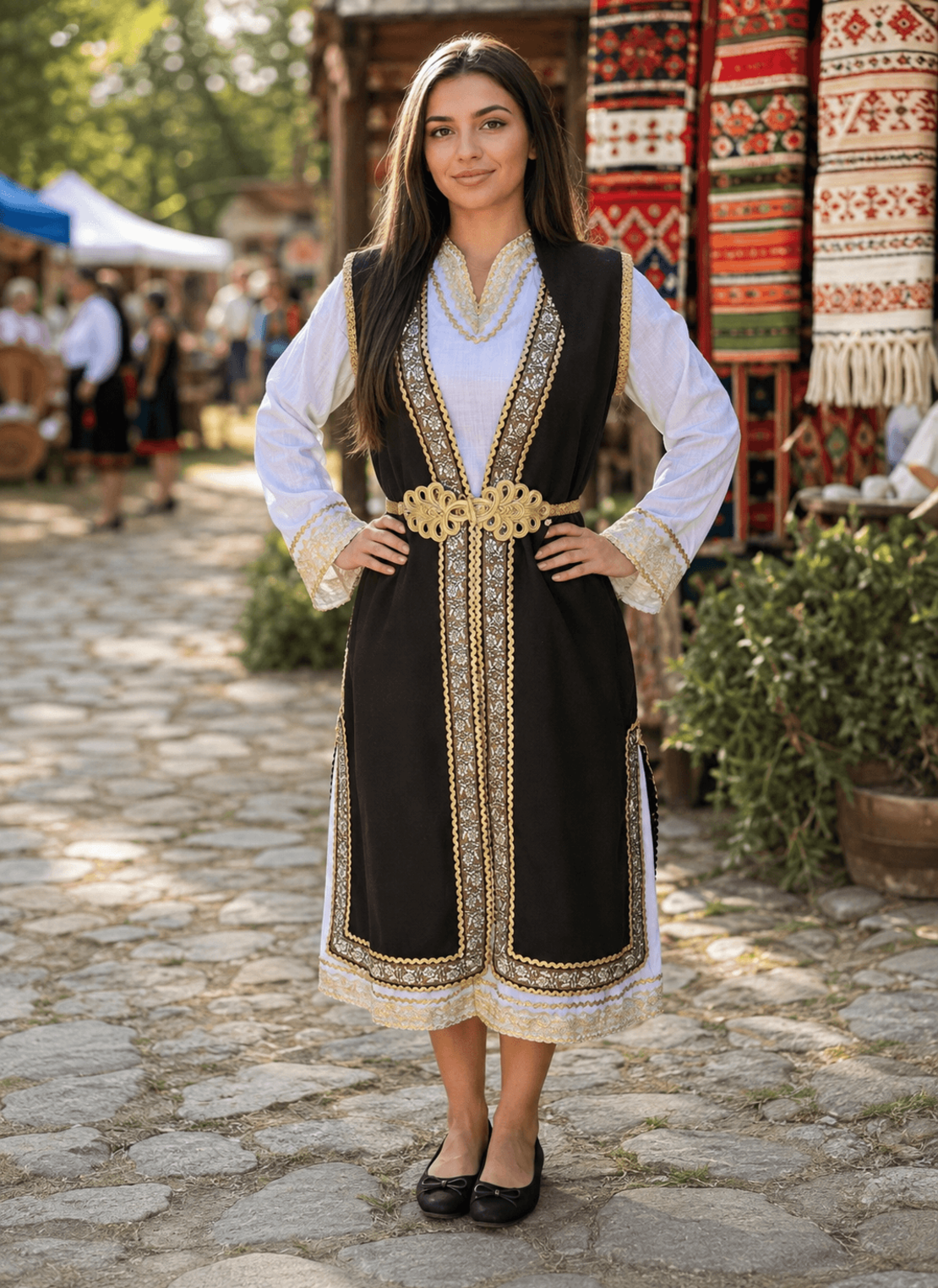Дамска народна носия „Златна Тракия“ – кенарена риза и вълнен елек