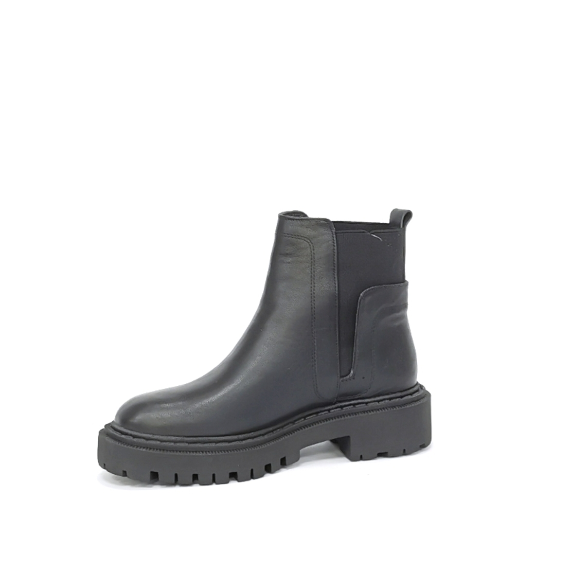 Women's casual boots made of natural leather in black/76694