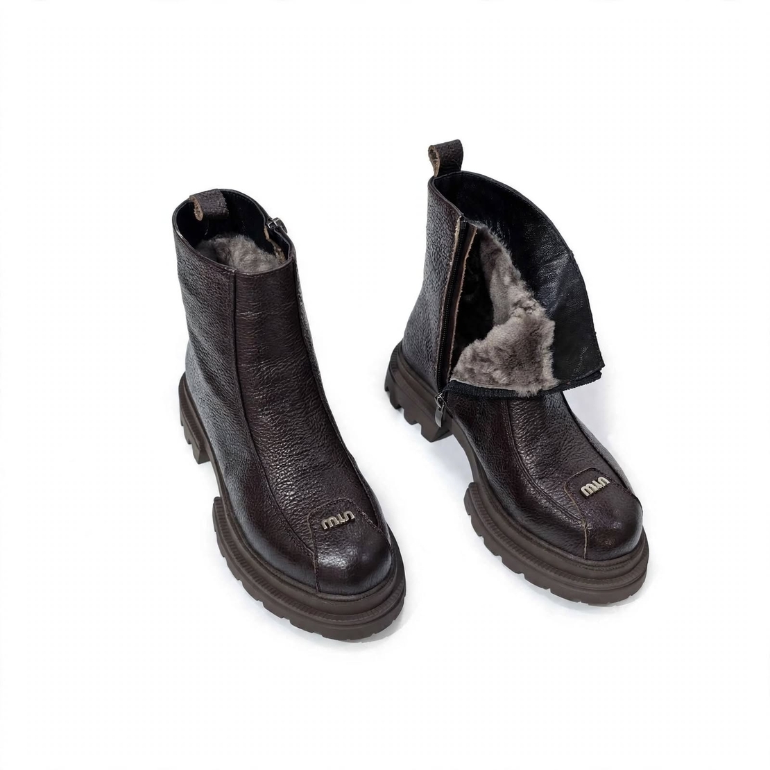 Women's boots with lamb's wool/genuine leather/79-28/brown/