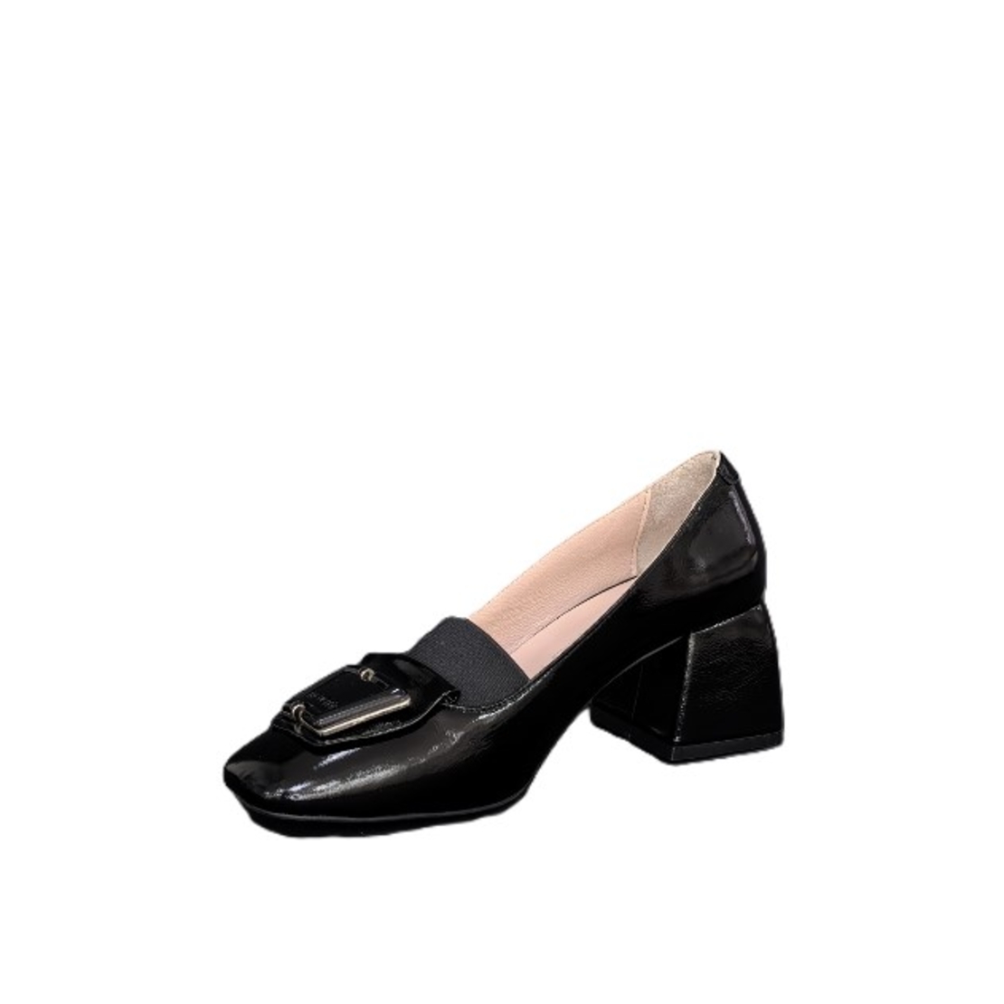Ladies elegant shoes / genuine leather / patent leather / black /717-34