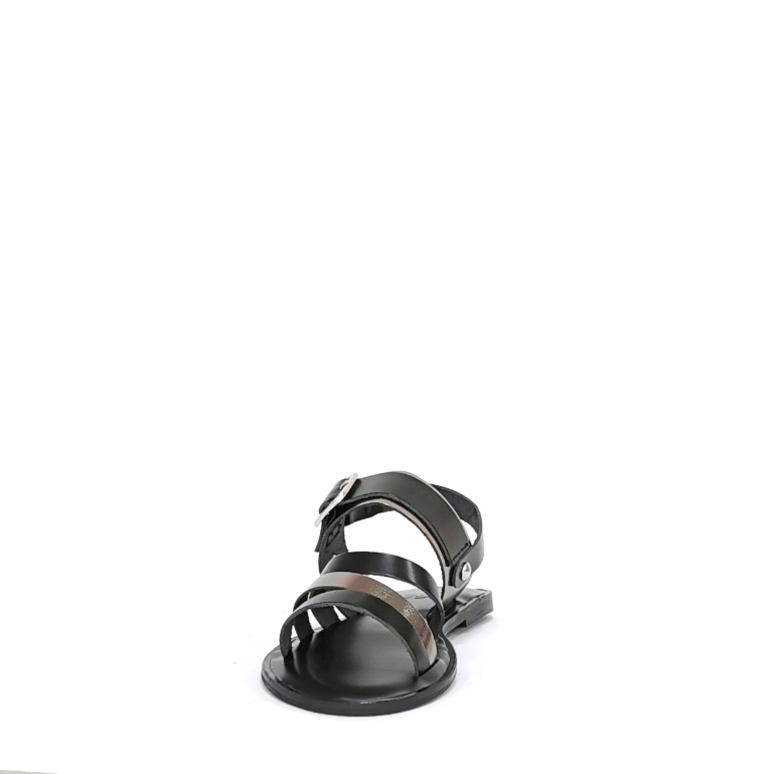 Women's sandal / natural  leather / black + nickel /7260