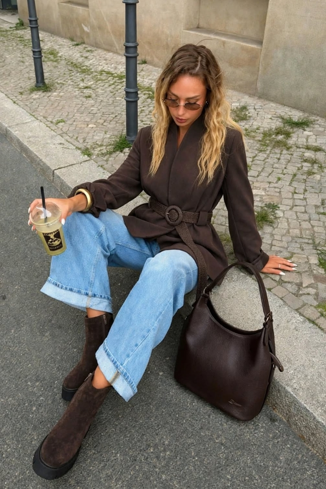 Women's elegant ankle boots / Genuine leather / 720-29 / Brown
