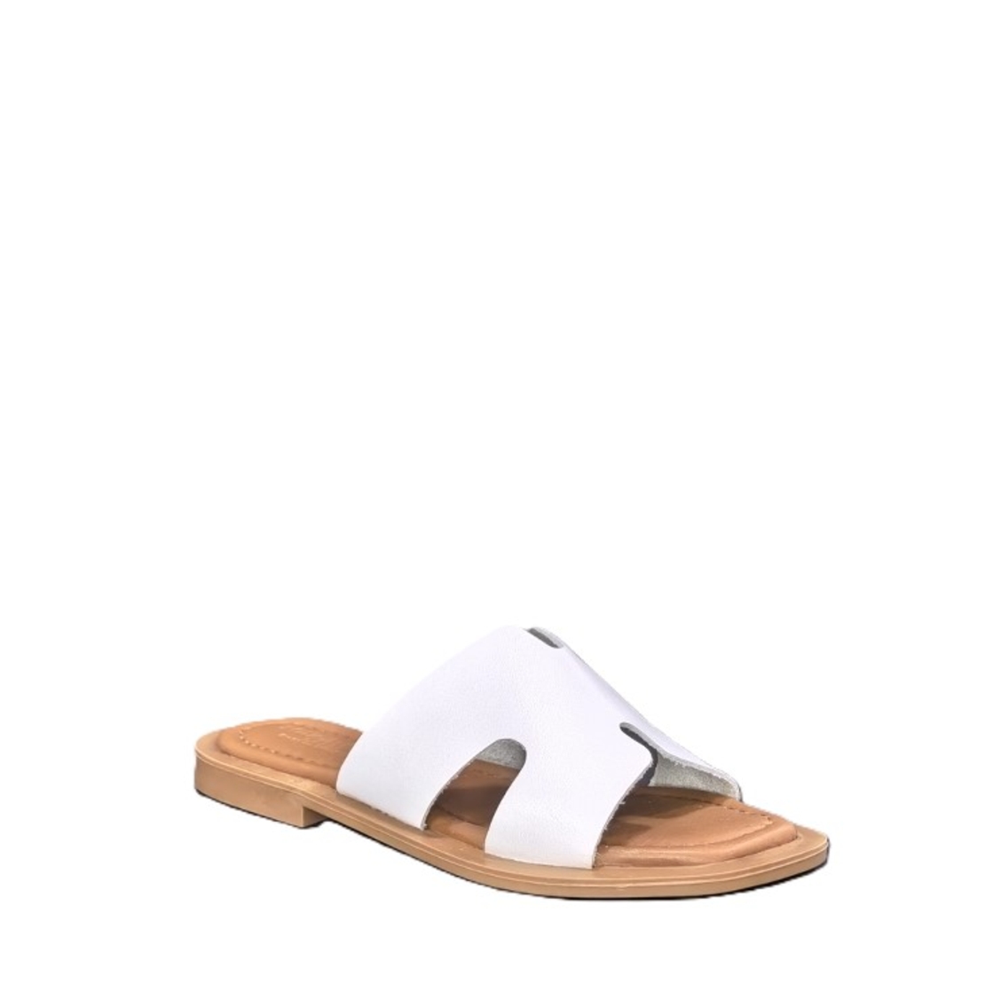 Women's slippers / genuine leather / 7566/white