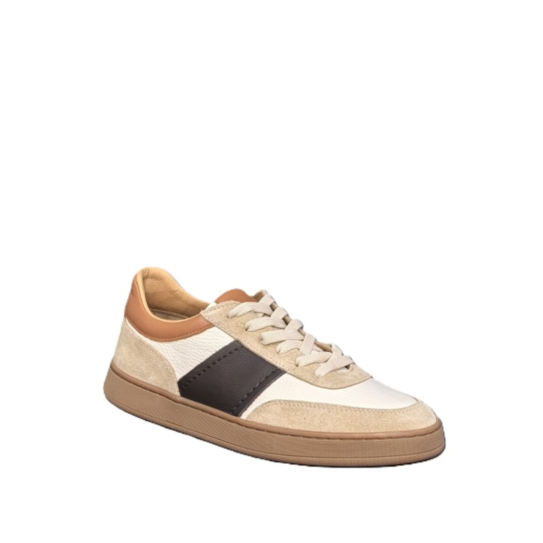 Мъжки сникърс / кец / естествена кожа / 730 / бежаво+кафяво+таба