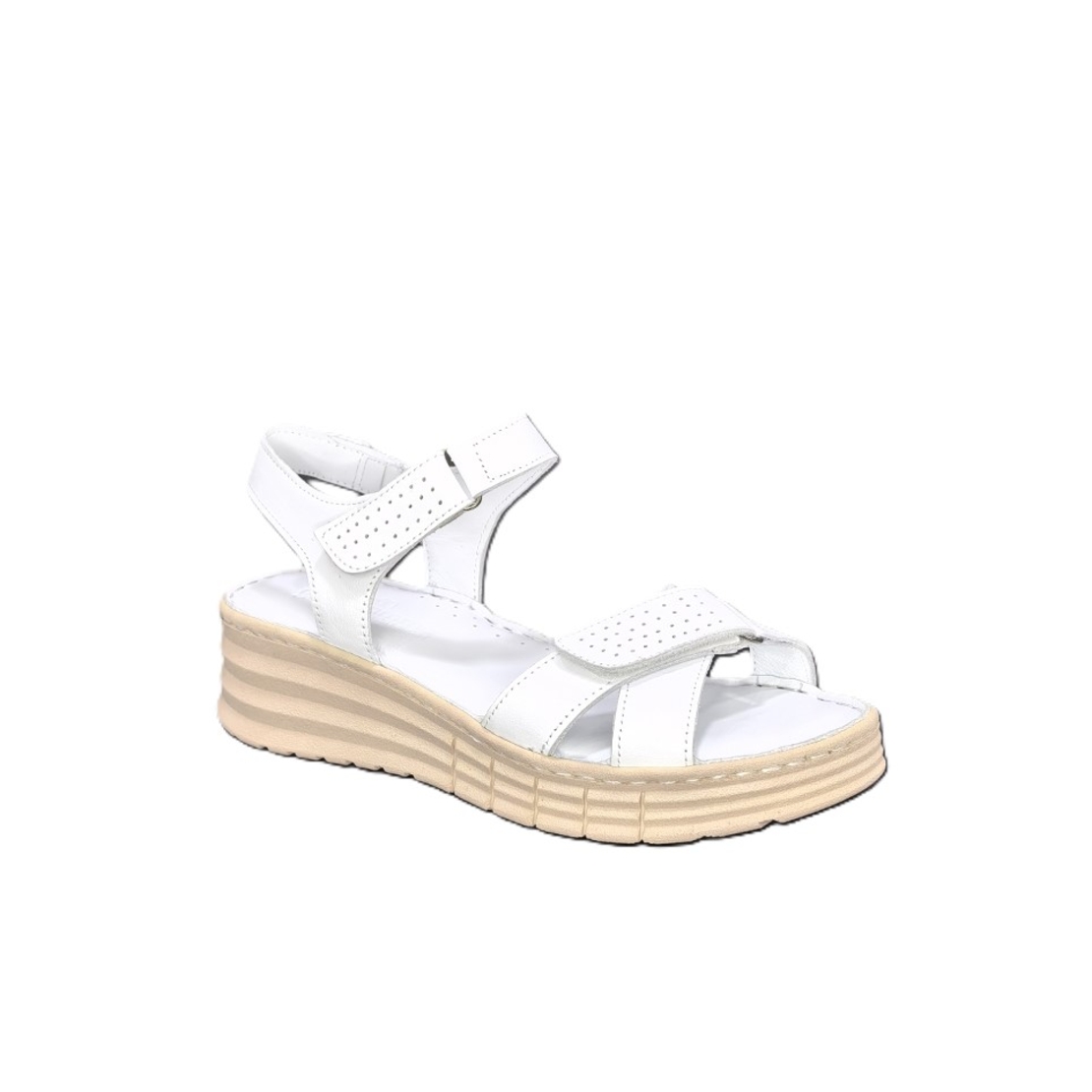 Women's sandals / genuine leather / anatomical insole /7041/white